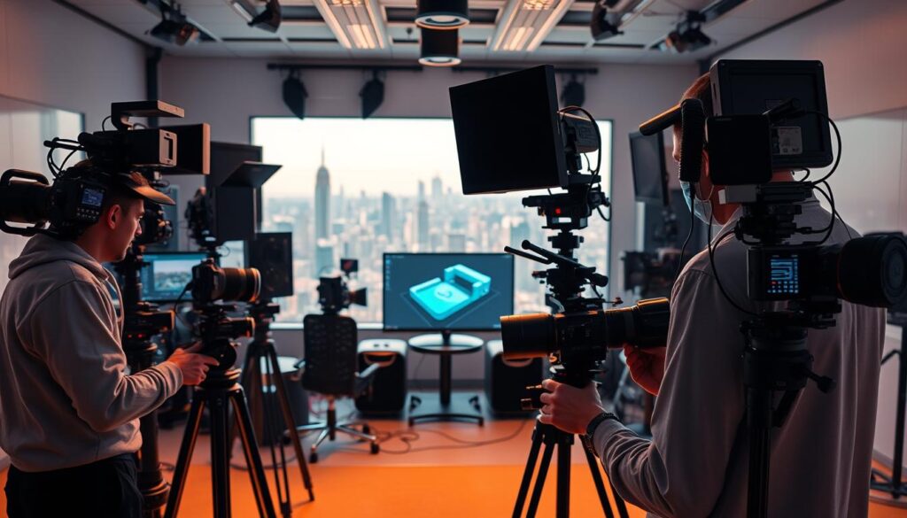 Imaging services, a vibrant hub of cutting-edge technology. In the foreground, a sleek, modern studio filled with professional-grade cameras, lenses, and lighting equipment. Technicians meticulously calibrate the setup, ensuring optimal image capture. In the middle ground, a large monitor displays a 3D rendering, showcasing the advanced software capabilities. The background reveals a panoramic view of a bustling city skyline, reflecting the dynamic nature of the industry. Warm, diffused lighting creates a sense of depth and atmosphere, while subtle hints of blue and green tones evoke a sense of innovation and progress. This comprehensive scene captures the essence of prime imaging technology, ready to serve the diverse needs of modern industries.
